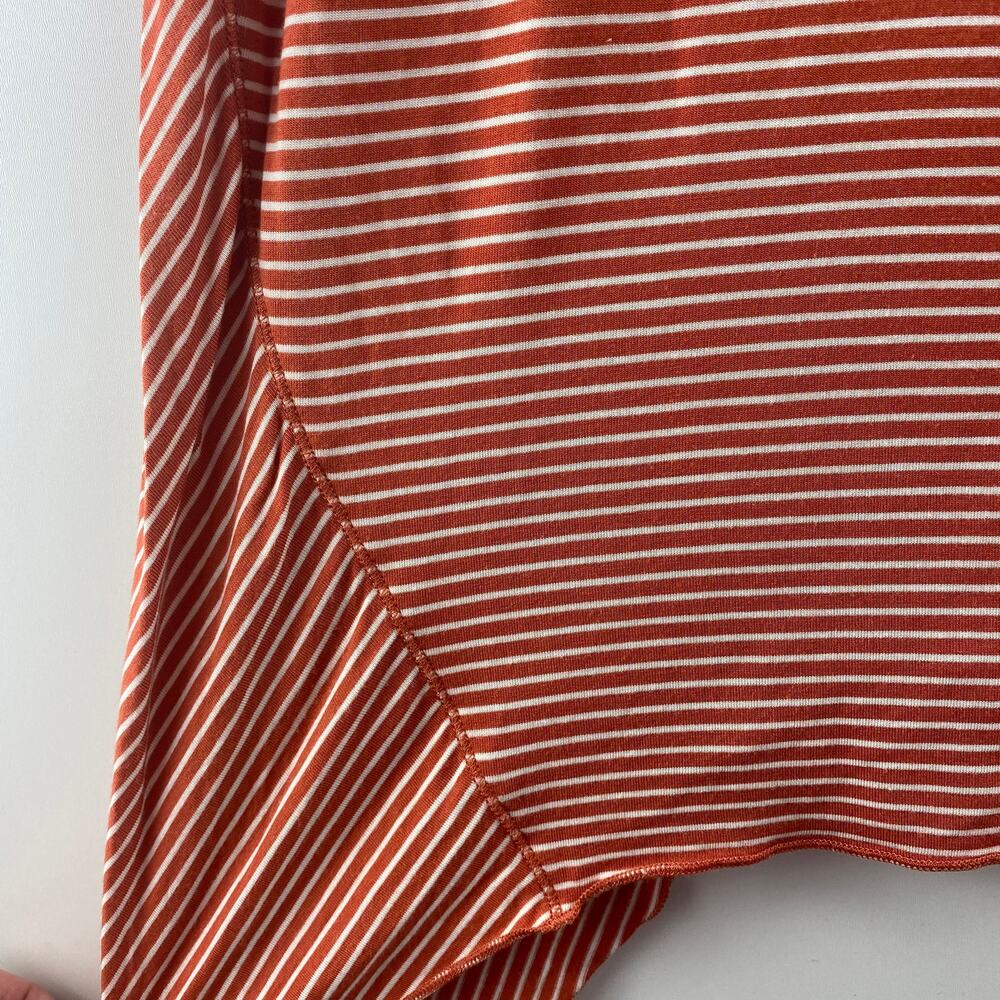 SOFT SURROUNDINGS Womens Stripe Shirt Large Flattering Comfy Swingy Orange White - Picture 4 of 6